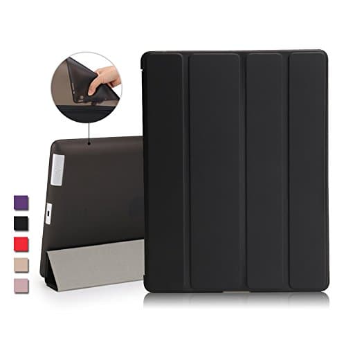 iPad 2 Case, iPad 3 Case, iPad 4 Case, iMucc Smart Case Cover + Matte Shell Soft TPU Back For Apple iPad 2/3/4 Built-in Magnet Stand with Smart Cover Auto Wake/Sleep (Black)