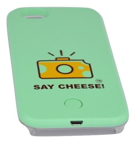 Premsons® Say Cheese Selfie Light Up Case for iPhone 6/6S | LED Illuminated Protective Phone Cover (Mint Green) | Includes USB Cable Charger