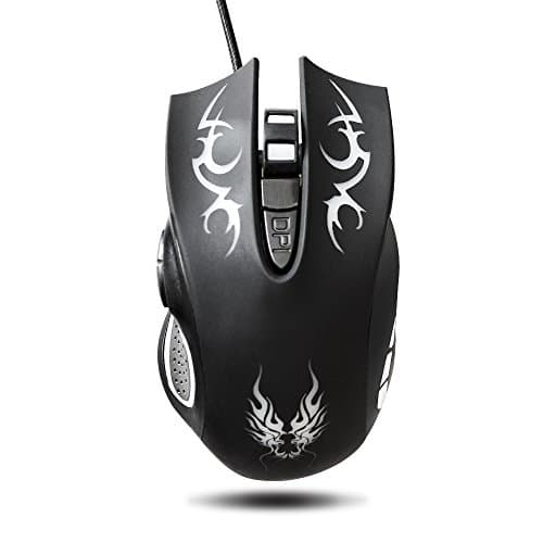 AMATOLIFE Professional Optical USB Wired Gaming Mouse Computer Mice with 4 Adjustable DPI, Ergonomic & Antiskid Design - Day gift for boy