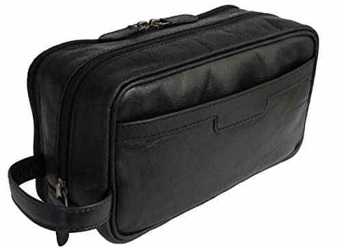 Black Leather Wash Bag