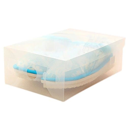 Samzary Shoe Box Shoe Storage Box For Ladies Men Stackable and Foldable Plastic and Clear With Dust Cover (White)