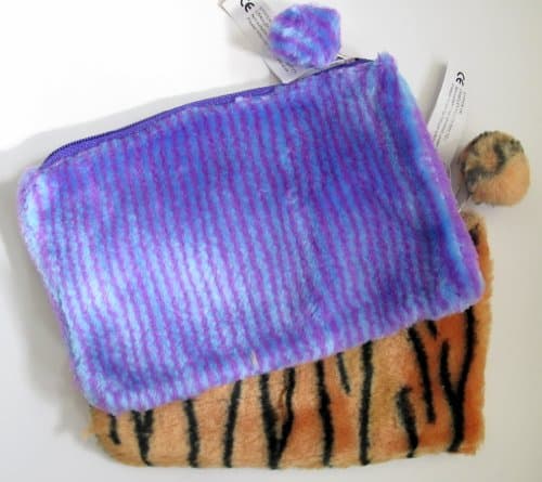 Fluffy Furry Pencil Case Colours Assorted Designs & Patterns - Pack of 12
