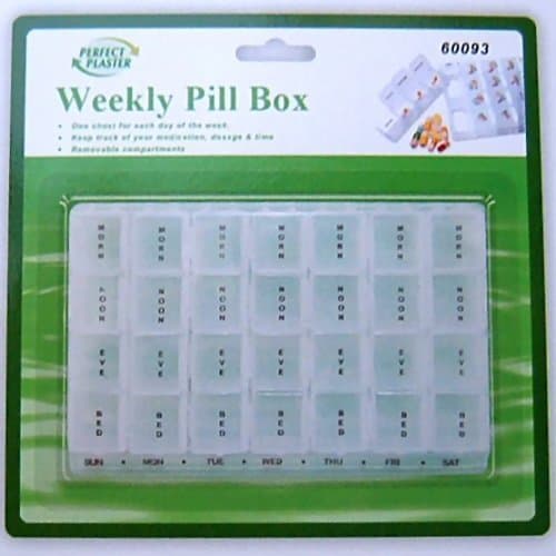 Weekly Pill Box with Removable Compartments, 28 Day Boxes