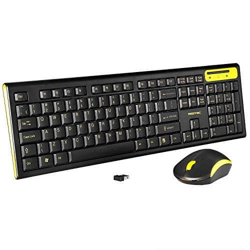 Reetec Full-Size 2.4GHz Wireless Whisper-quiet Compact Keyboard and Mouse Set Combo for PC Mac Laptop Tablet (Black)