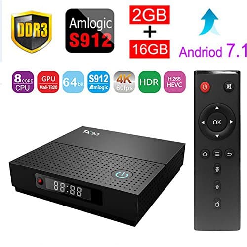 Sawpy TX92 Smart tv box Android 7.1 Amlogic S912 2GB+16GB BT 4.0 2.4/5 Dual-Band WiFi 4K UHD &amp; LAN VP9 DLNA H.265