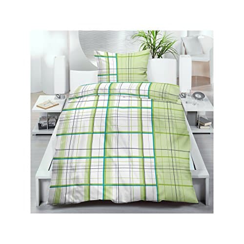2 4 Piece Summer Set Microfibre Bed Linen with Zip 135 x 200/80 x 80 cm Green White Blue Black, Microfibre, multicoloured, 2-teiliges Set