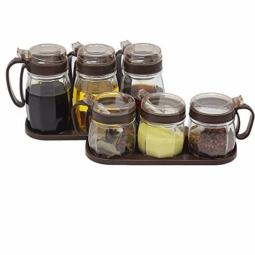 ANGEELEE Kitchen Glass Jar Moisture-Proof Home Multi-Purpose Jam Bottle Cruet Bottiglia Di Condimento Per La Casa In Vetro, Caffè C