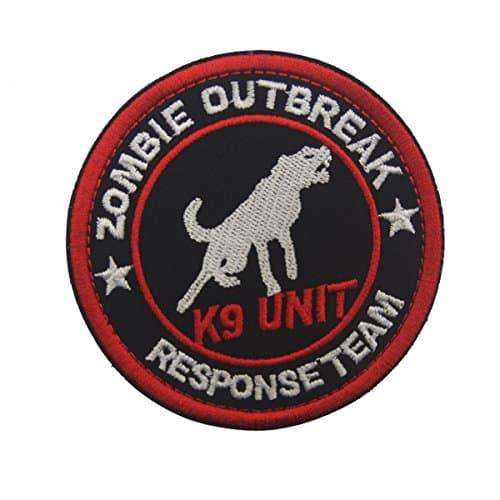 3" Round Sized Zombie Outbreak Response Team K9 Unit Embroidered Patch Hook and Loop Backed Badge for Tactical Dog Harness Vest