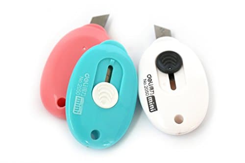 The Young Egg Shape Mini Cutter Safety Box Cutters Parcel Letter Opener 70 X 40mm(2.4'' X 1.5'') Assorted Colors 3 Pack (blue*1,pink*1,white*1)