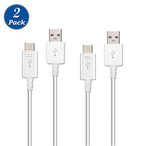 WOOO [2Pack] Micro USB Cable for Samsung High Speed USB Sync Charging Cables for S7,S5,S4,S3, Note, Android Tablet, Lenovo Tablet, Asus Tablet, HTC, Kindle Fire,LG,HTC, Motorola, Android (White)