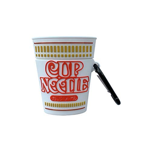 Ultra Thick Soft Silicone Cup Noodle Case with Hook for Apple Airpods 1 2 Air Pods Wireless Earbuds Protective 3D Japanese Creative Cute Lovely Fun Kids Teens