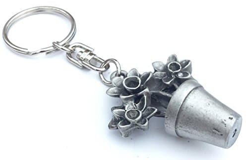 Solid Pewter Flowerpot Keychain