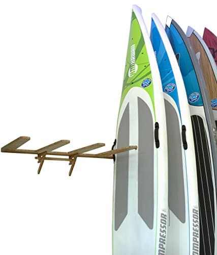 Grassracks Bamboo Vertical Wall-Mounted SUP Rack for 4 Paddleboards or Surfboards