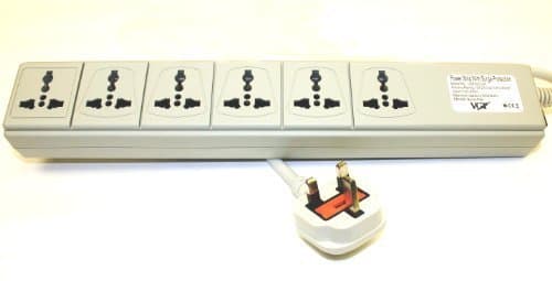 VCT Electronics WPS-UK 220-volt/240-volt AC 13A Universal Surge Protector/Power Strip with 6 Universal Outlets Max. 3250-watt Capacity with UK Plug by VCT Electronics