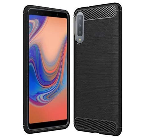 ECellStreet® Rubberised Soft Back Cover Protective Case for Samsung Galaxy A7 2018 (Black)