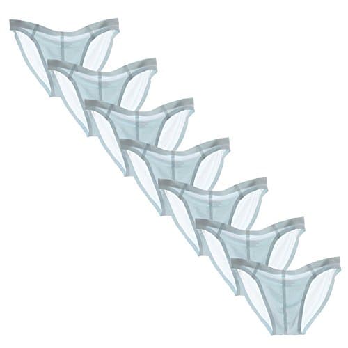 Men's 7-Pack Seamless Underwear Mid Rise Solid Sexy Bikini Briefs Light Aqua Blue XXXL