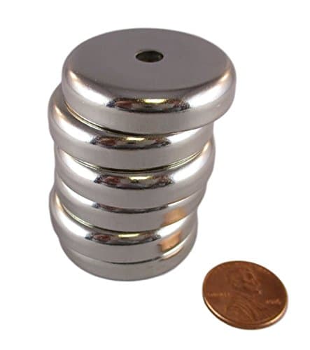 Manic Magnets 88 Pound Pull Force (Pack of 6), 1.42" Outside Diameter, CounterSunk Hole for #10 Bolt Size, Rare Earth Neodymium (N35) - Our Magnets Are Crazy Strong