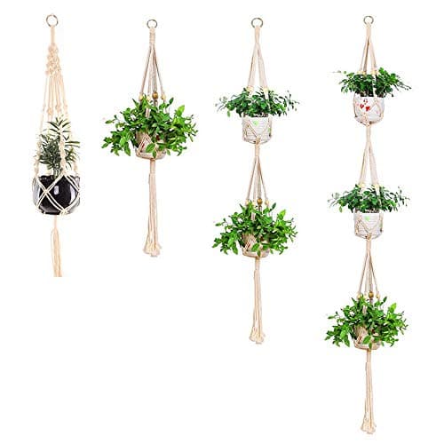 AllGoodWare 4 Pack Macrame Plant Hanger,Flower Pot Holder for Ceiling Outdoor Garden Balcony Hanging Basket Holder
