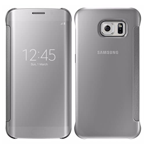 S6 Edge Case,Glossy Mirror Clear View Hard Flip Smart Cover For Samsung Galaxy S6 Edge (Silver)