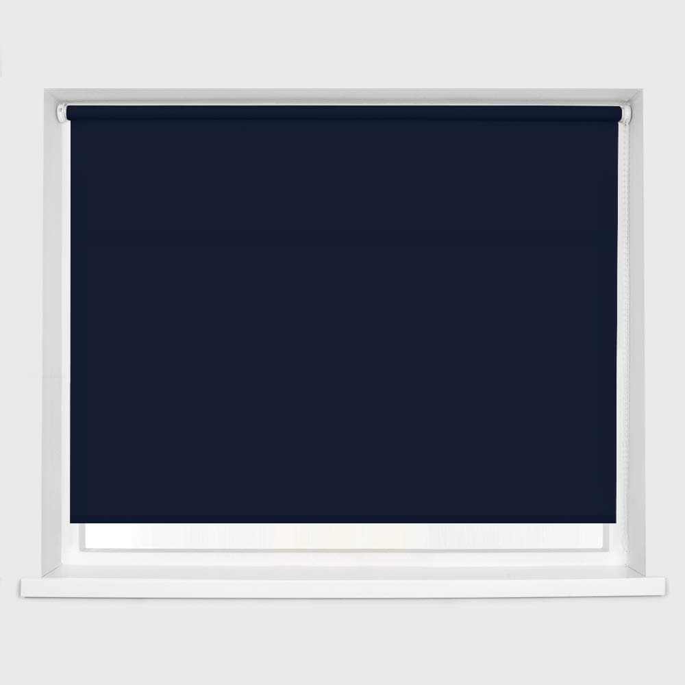 Plain Straight Edge Roller Blind - Many Colours & Sizes - Trimmable - Easy Fit - Navy 60cm x 165cm