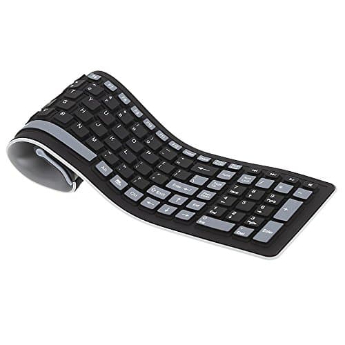 KKmoon Wireless Keyboard 2.4 Portable Mini Flexible Roll Up Washable Soft Silicone with USB Receiver for PC Tablet Laptop Computer