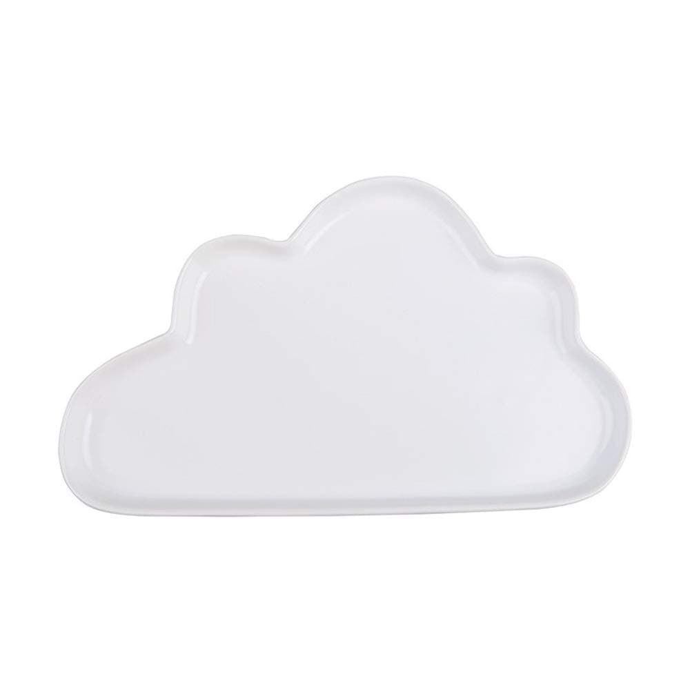 White Plate Creative Irregular Ceramic Plate Cute Pure Color Cloud Shaped Tray Steak Soup Bread Dish Cake Dessert Salad Fruit Sushi Snack Noodle Candy Plate Smooth Surface Gift Friend Kid Family Chef