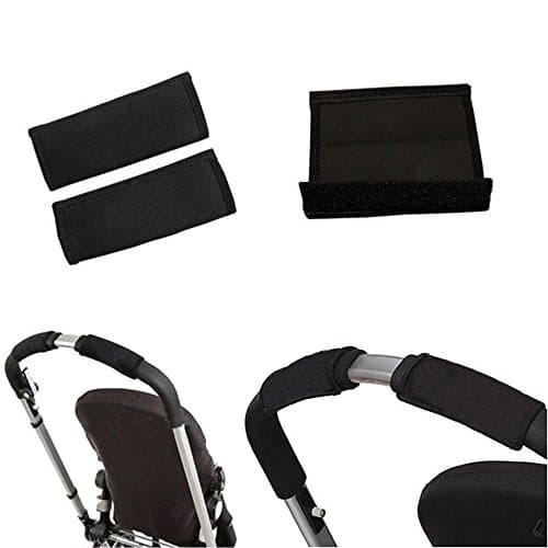 Gaomadee 2 PCs/Set Protect Black Comfortable Non-Slip Mat Baby Pushchair Handle Sleeve Buggy Stroller Grip Cover