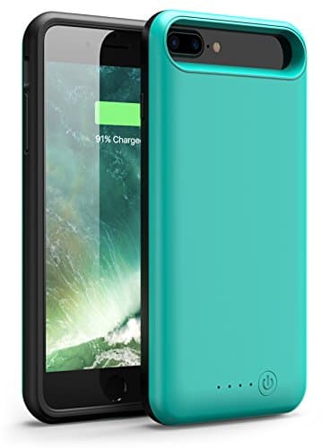 iPhone 7 Plus Battery Case, Foxin Super Capacity [8000 mAh] Extended Battery Charger Case Rechargeable Power Bank Battery Charging Case for iPhone 7 Plus/6 Plus/6S Plus(5.5 inch) (Mint Green)