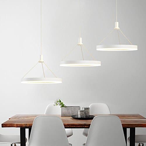 LED Modern Simple Pendelleuchte Round Creative Adjustable Height 3-flamed Metal Pendant Light White Acrylic Decorative LED Chandelier for Office Dining Table Study Room Living Room Bedroom