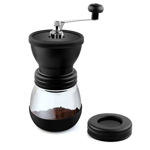 originAIM Manual Coffee Grinder, Ceramic Coffee Mill, Conical Adjustable Burr Grind with A Sealed Lid