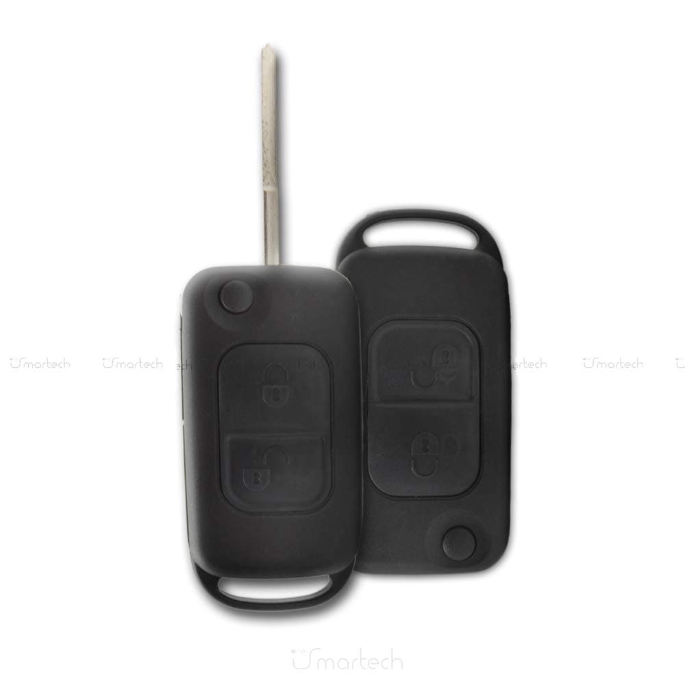 Key Cover black Remote Control 2 Buttons and Virgin Blade Snap-On Mercedes Benz Class A B C E S G M Folding V Vito Sprinter Vaneo without Electronic and Transponder