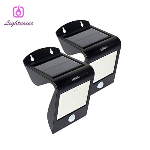 lightvoice Outdoor Solar Motion Sensor Light Wireless Super Bright 20 LED Waterproof Heatproof Security Lamp Auto On/Off dusk to dawn Solar Powered for Yard Garden Driveway Step Black (2 pack)