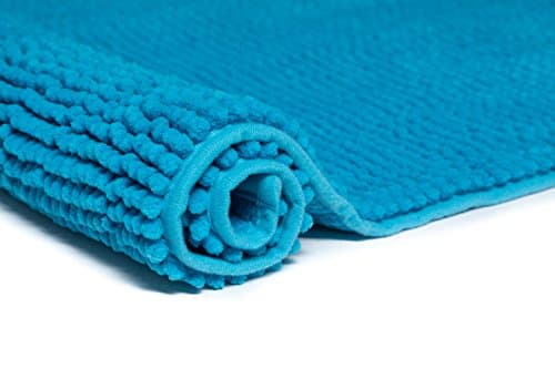Klickpick Designs Thick Plush Bath Mats soft Bath Mat Chenille Washable Bath Rugs Microfiber shaggy Non Slip Bathroom Rug Anti Slip Absorbent Bath Rug Carpet with Non Skid Backing (Turquoise, 24x35)