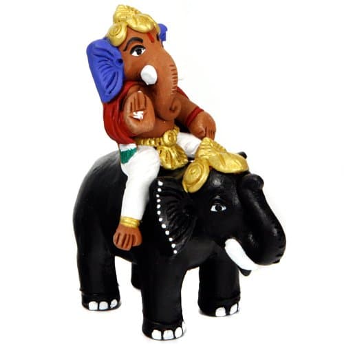Terra-cotta Ganesh Statue on an Elephant