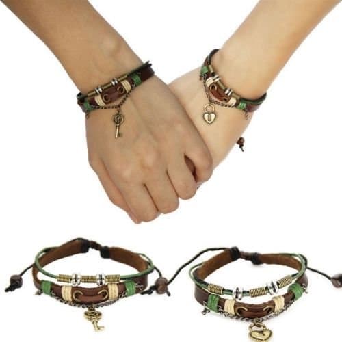 2 PCS Couples Bracelet Lovers Braclet His & Hers Lock and Key Friendship Newest