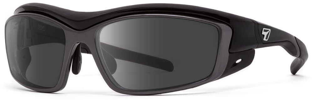 7eye by PanoptxRocker Interchangeable SharpView Sunglasses, Black Glossy Frame, Gray/Clear Lens, Small/Medium (4905P1)
