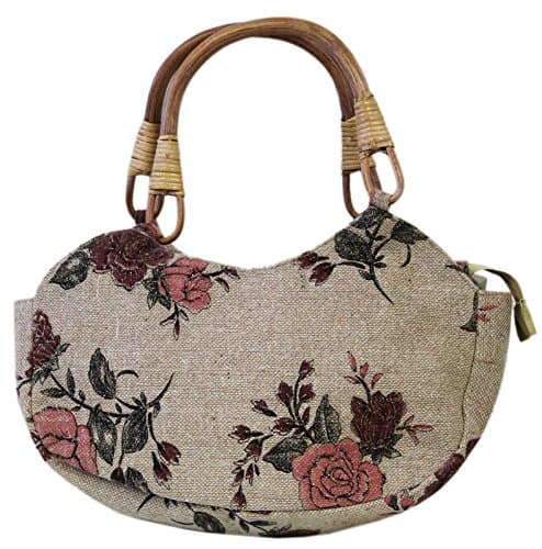 Pink Roses On Canvas Handbag