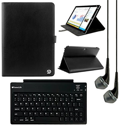 VanGoddy Arthur 8-inch Tablet Portfolio Case for Nuvision Tablets with Bluetooth Keyboard &amp; Black Headphones (Black)