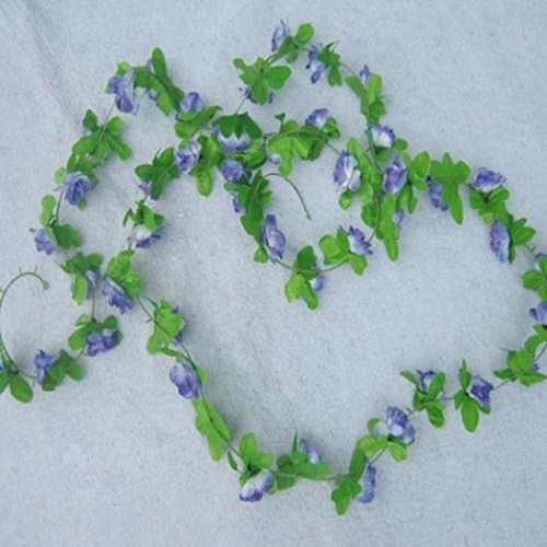 KUSOOFA 1 PCS Artificial Garland Wall Fake Rose Vine String Flower Wedding Party Silk Flower Blue