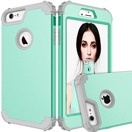 iPhone 6 Plus/6S Plus Case, Hybrid Heavy Duty Shockproof Full-Body Protective Case with Dual Layer [Hard PC+ Soft Silicone] Impact Protection for Apple iPhone 6S Plus 5.5 inch. (New Mint Grey)