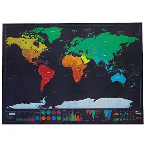 Scratch Off World Map | Premium Personalized Travellers Tracker Gift | Detailed Cartography Wall Poster 32 x 23 inches