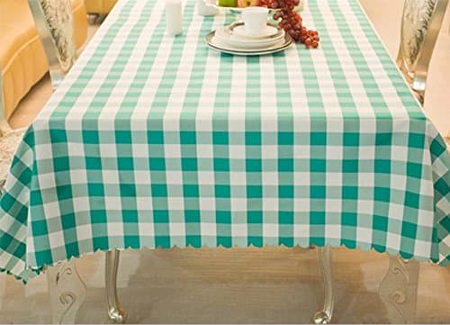 Fu Global Linen Tablecloth Check Rectangular Table Cloth Cover Green 60x120 inch