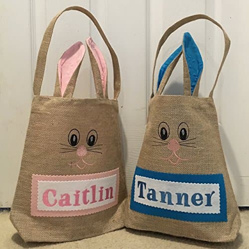 Personalized Easter Basket - Burlap Bunny Bag - Easter Basket - Easter Bag - Easter Basket With Bunny Ears - Custom Easter Basket