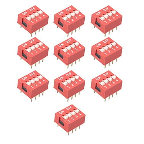 HALJIA 10Pcs Slide Type Switch Module 2.54mm 4-Bit 4 Position Way DIP Red Pitch