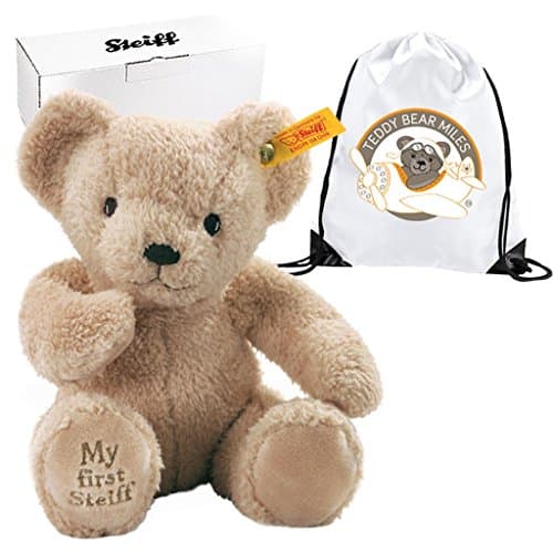 Highest Quality Authentic Steiff My First Beige Bear 24 cm and Reusable Gift Bag - Bedroom Accessory - Infants Newborn New Arrival Baby Boy Boys Girl Girls Kids Children Child Toddler Keepsake Gift Present Idea - Suitable From Birth