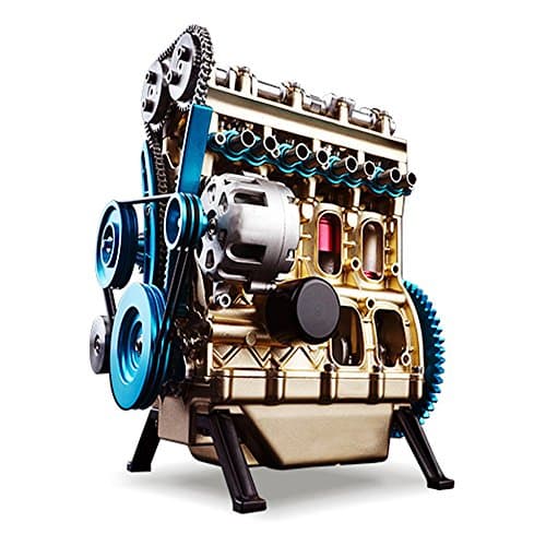 WENHSIN Full Metal Assembling Four-Cylinder Inline Gasoline Car Engine Model Building Kits for Researching Industry Studying/Toy/Gift