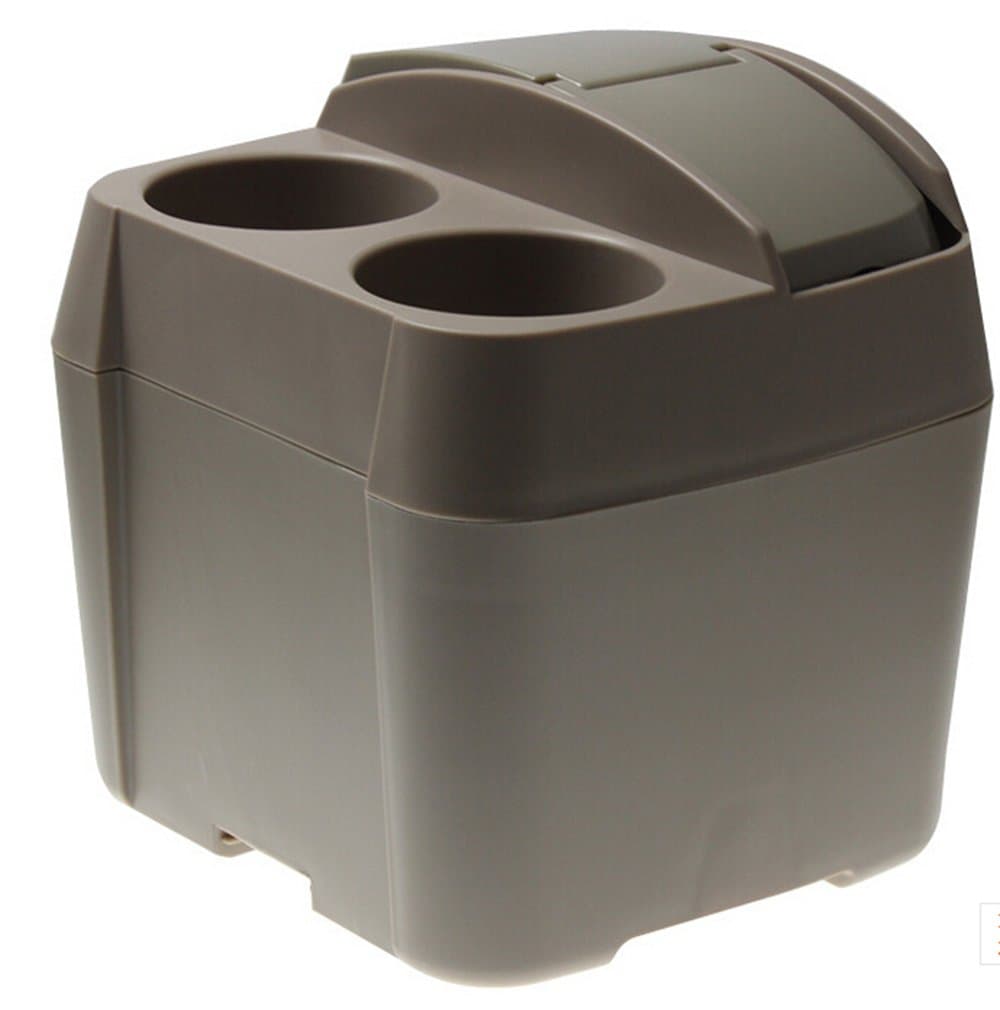Car Trash Can Top Estore Multi-Functional with Drink Holder and Tissue Holder Storage Compartment (Beige)