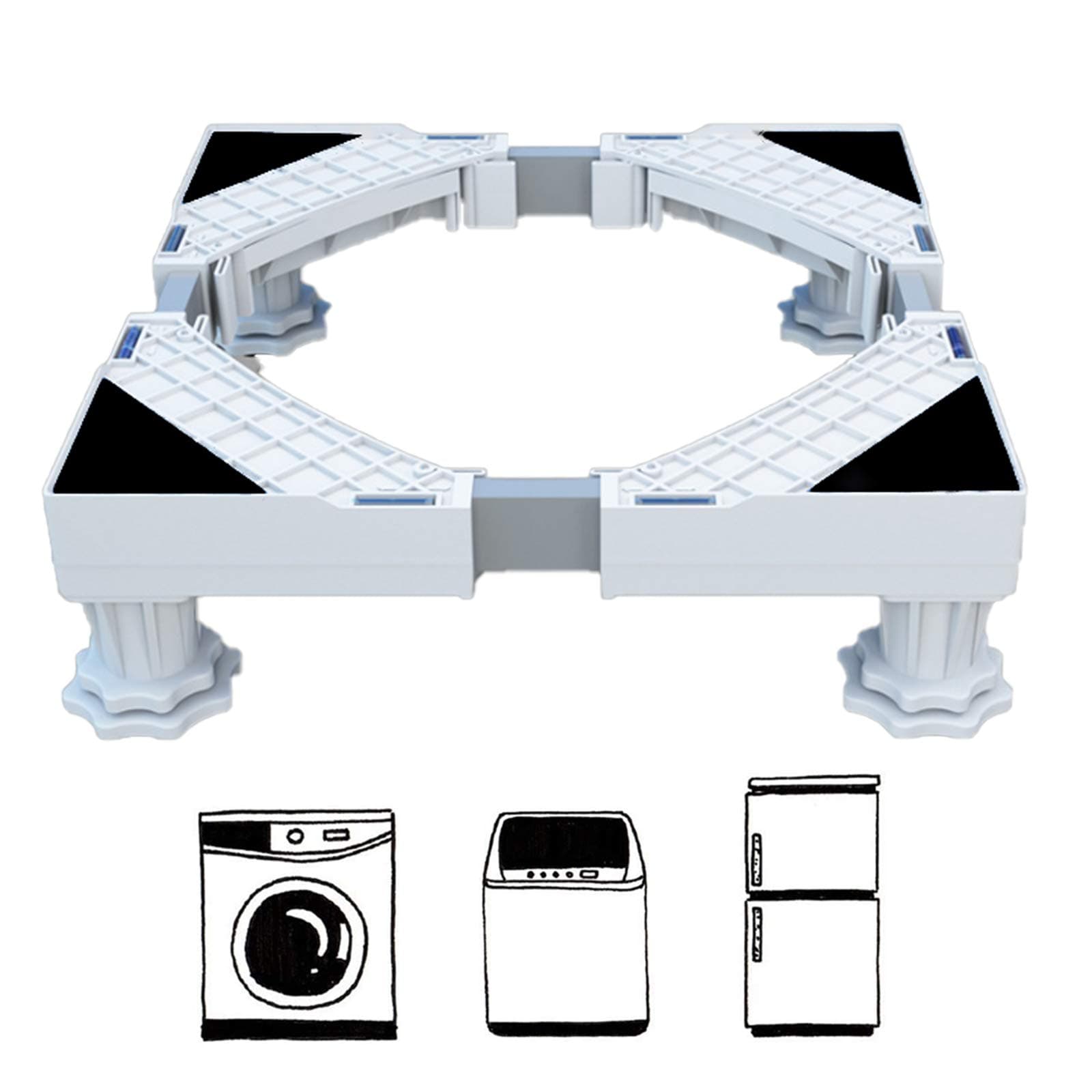Multi-functional Ajustable Base Stand Washing Machine Stand Holder with 4 Strong Feet Stent Durable Heavy Load 300kg Floor Trays for Washing Machine,Dryer and Refrigerator