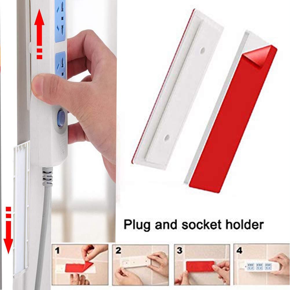 2PCS Self Adhesive Power Strip Fixator, Multi-Function Punch-Free Cable Organizer Holder for Power Strips Cable Organizers, Photo Frame, Wall Clock, Cabinet Light, Movable