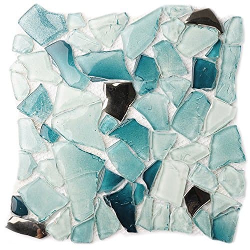 Popular Free Pattern Design12'' x 12'' Glass Tile Kitchen Backsplash Idea Bath Shower Wall Decor Home Building material,Baby blue LSWZ01 (Pack of 10.76sq.ft )